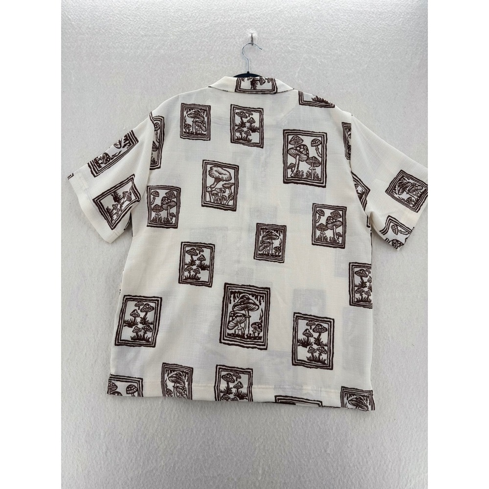 Malibu By Drill Clothing Co Mushroom Botanical Print -‎ Cream Brown - L - Men - Picture 2 of 7